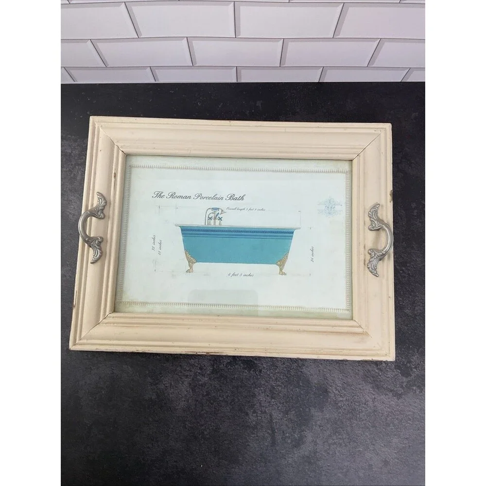Bathroom Decoration Framed Roman Porcelain Design Bathtub.16” x 12.25” - Picture 3 of 16